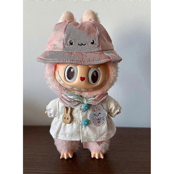 2024 Jucarie Labubu 17cm Papusa 10cm Set Gradinita Haine Labubu Jucarie Draguta FetitaFara papusiB Palarie Fusta