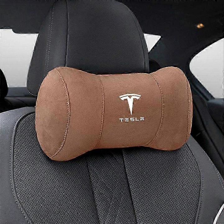Възглавница за поддържане на глава, Bonina, кафява, за Tesla Model 3, Model S, Model X, Model Y, Roadster