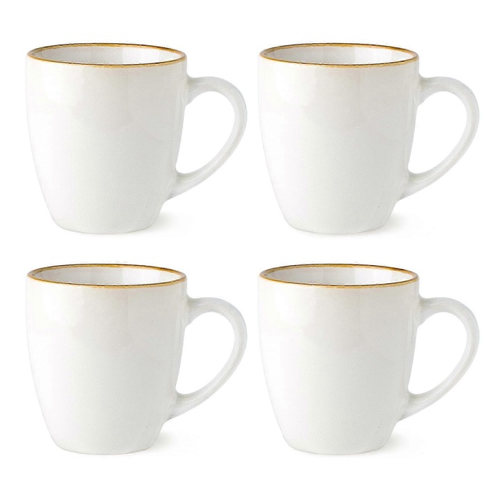 Set de 4 cani ceramice, 12oz, design modern, rezistente la microunde, multicolor