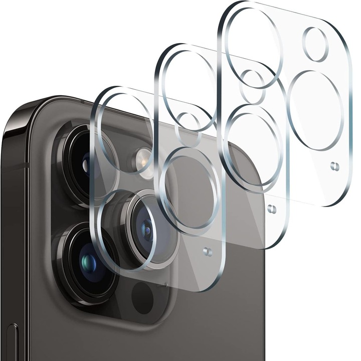 Комплект от 2 защитни фолиа за камера, 9H, прозрачен, за iPhone 13 Pro Max 6.7" и iPhone 13 Pro 6.1"