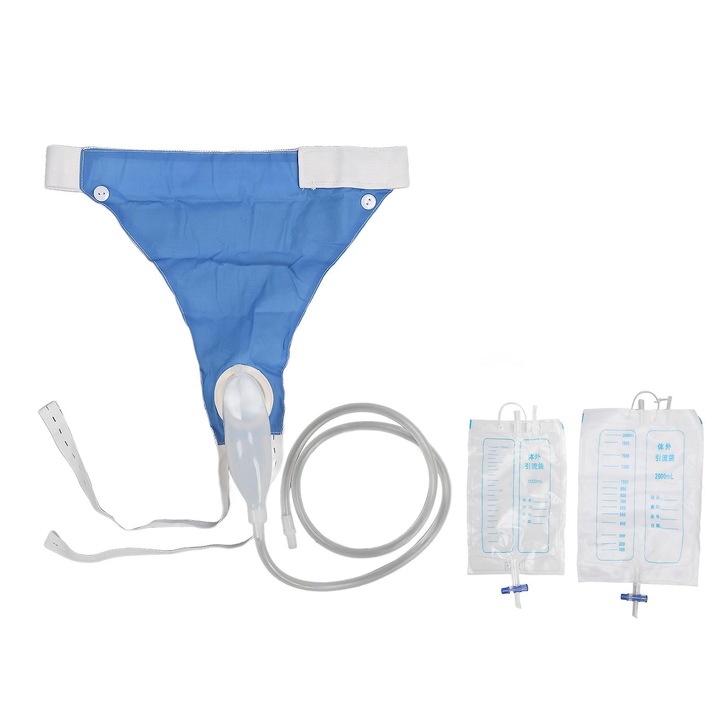 Dispozitiv de colectare urinara din silicon, capacitate 1000ml/2000ml, set cu punga de drenaj, pentru barbati, utilizare usoara