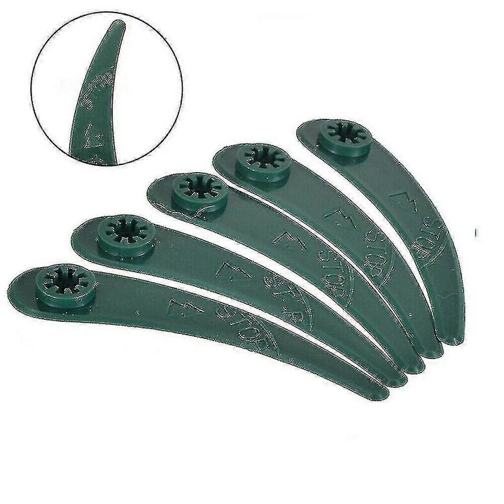 Set 50 bucati lame din plastic pentru taiere iarba, verde, 93mm
