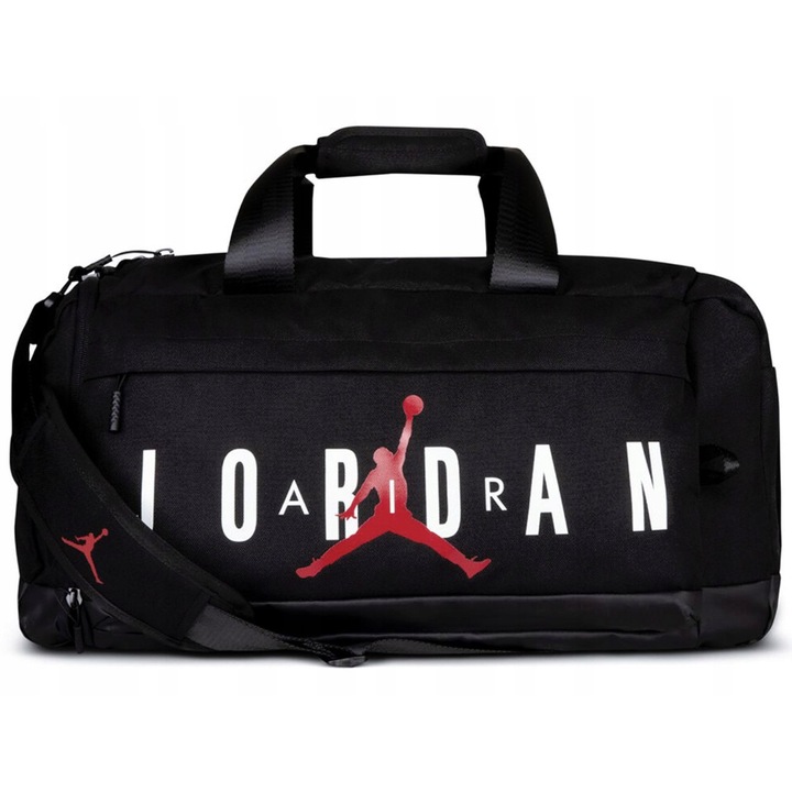 Geanta sport Jordan, Poliester, M, 49L, negru, 55x26x33cm, compartiment pentru pantofi