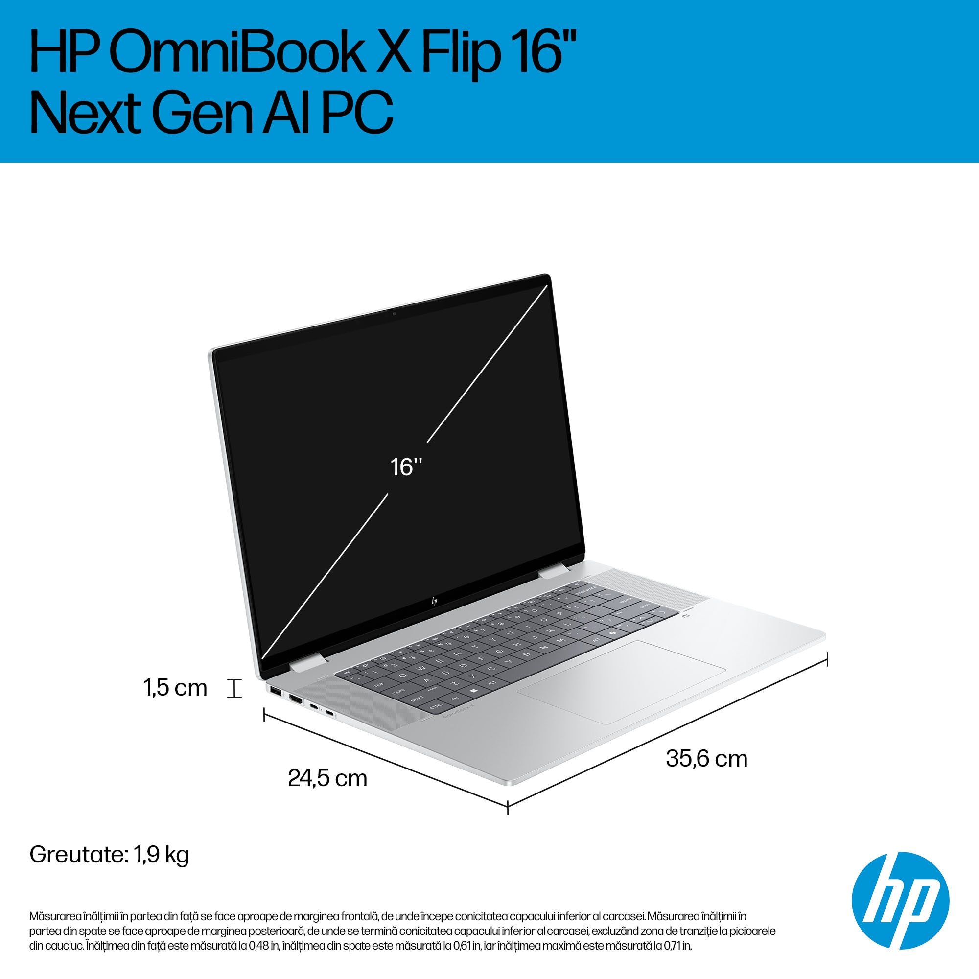 Laptop HP OmniBook X Flip Next Gen AI 16-as0025nn cu procesor