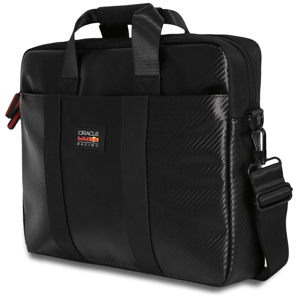 Geanta laptop Red Bull Carbon 16", neagra, material PU, design sportiv