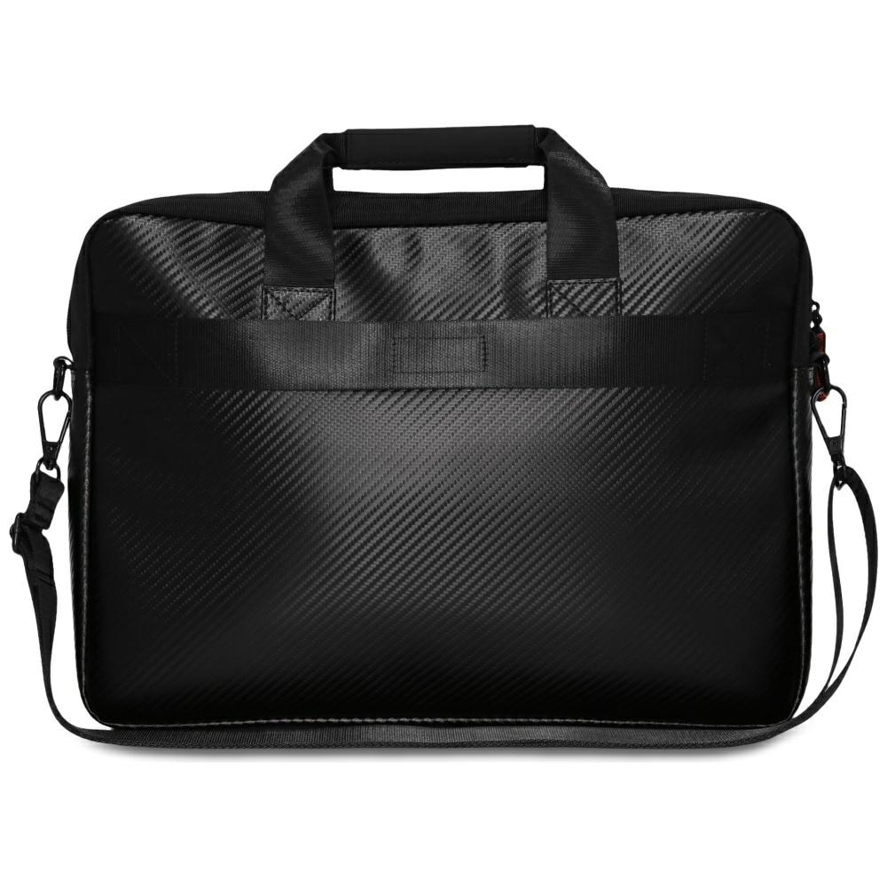 Geanta laptop Red Bull Carbon 16", neagra, material PU, design sportiv
