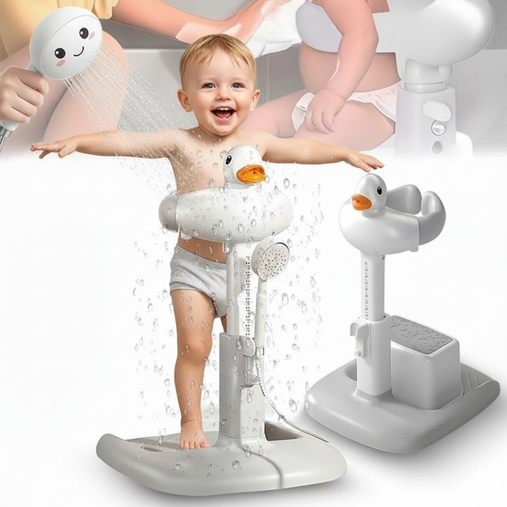 Подложка за вана за бебета, сгъваема, регулируема, преносима удобна седалка за баня, ергономичен дизайн, с неплъзгаща се основа, подходяща за бебета над 6 месеца, сива