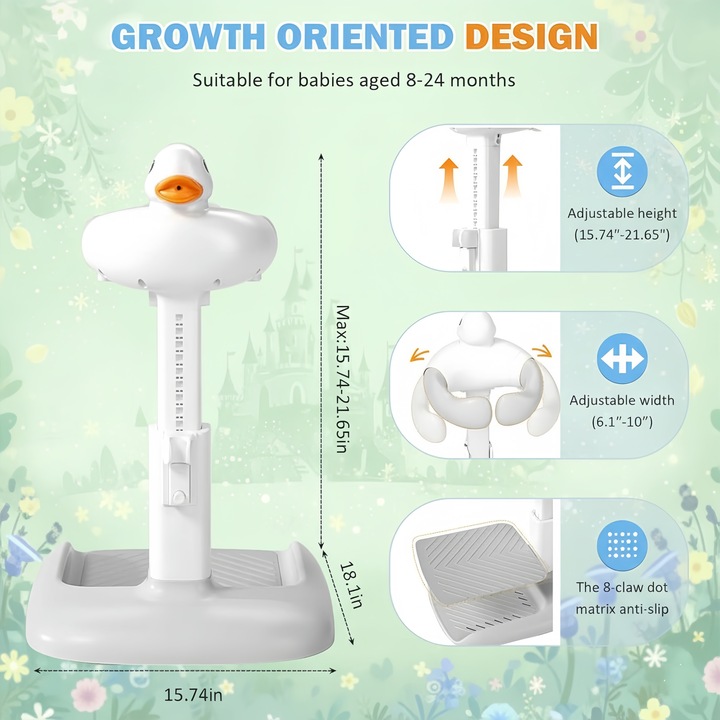 Подложка за вана за бебета, сгъваема, регулируема, преносима удобна седалка за баня, ергономичен дизайн, с неплъзгаща се основа, подходяща за бебета над 6 месеца, сива