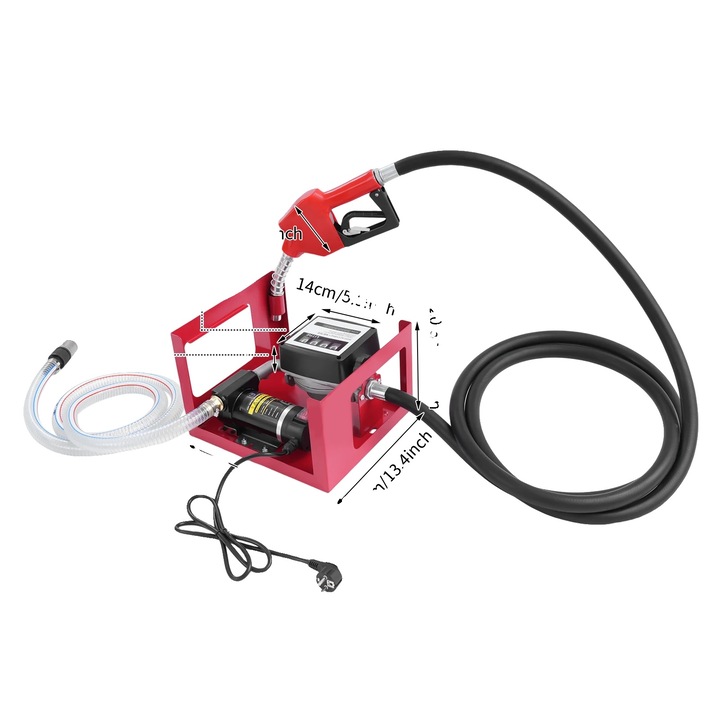 Pompa de transfer motorina, debit mare, masurare precisa, rosie, 50L/min, 200W