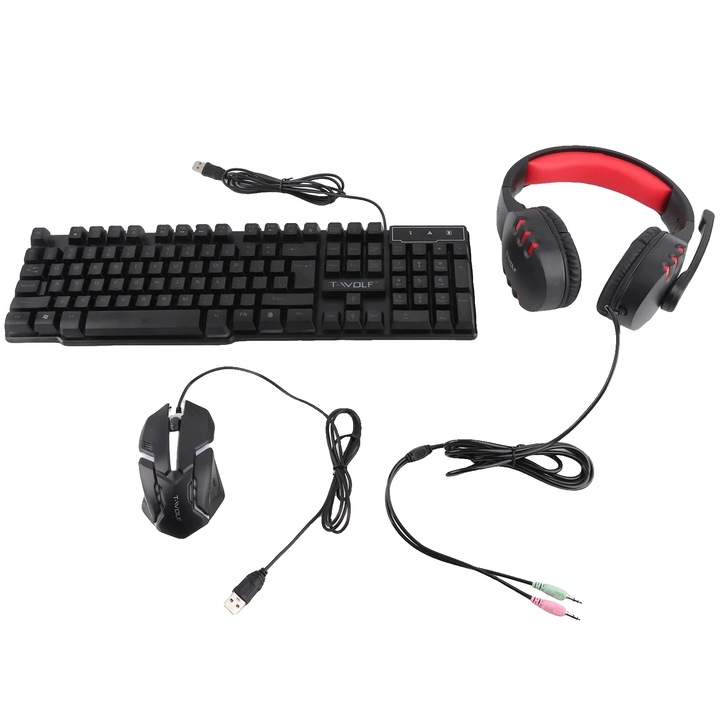Set Gaming, Tastatura Mecanica, Iluminare RGB, Dimensiune Standard, USB