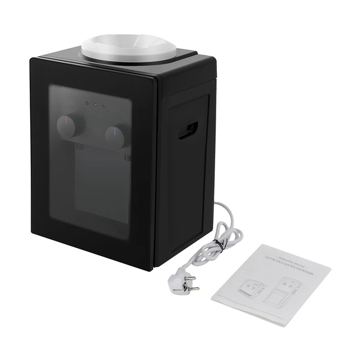 Dozator de apa, functie calda si rece, design compact, negru, 270x235x370mm