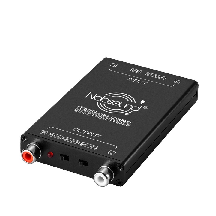 Preamplificator Phono compact, compatibil MM si MC, amplificare puternica, negru, 75g