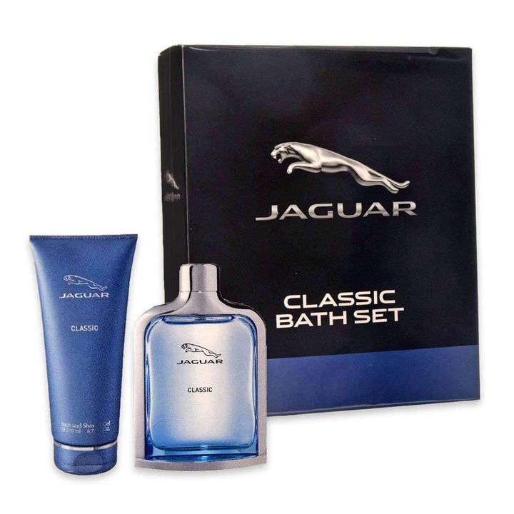 Set cadou parfum Jaguar Classic, Eau De Toilette 100ml, gel de bai 200ml