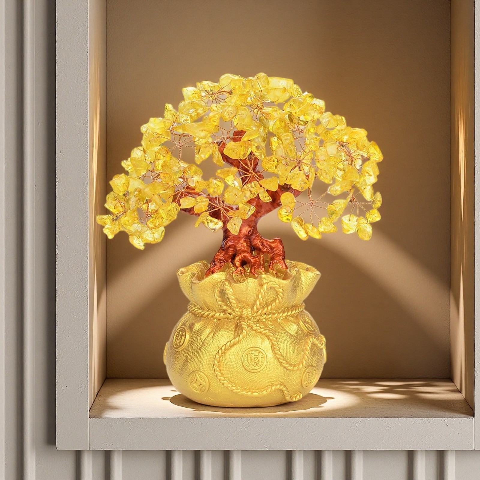 Bonsai cu cristale naturale de citrin, copacul banilor, 20x25x13cm,  decorativ, copacelul cu inaltimea de 25 cm reprezinta cadoul perfect pentru  ...