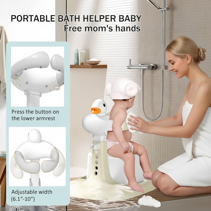 Подложка за вана за бебета, сгъваема, регулируема, удобна преносима седалка за баня, ергономичен дизайн, с неплъзгаща се основа, за бебета над 6 месеца, каки