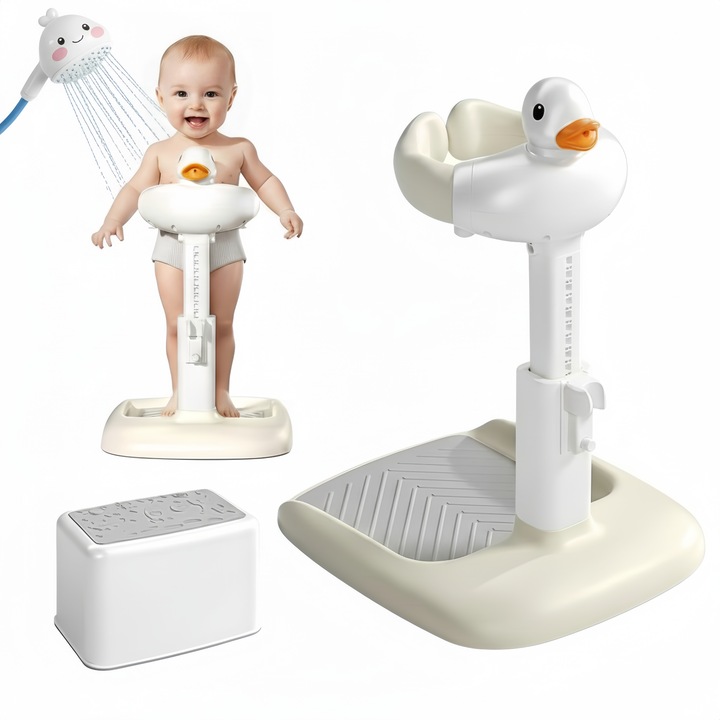 Подложка за вана за бебета, сгъваема, регулируема, удобна преносима седалка за баня, ергономичен дизайн, с неплъзгаща се основа, за бебета над 6 месеца, каки