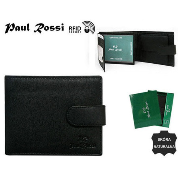 Férfi pénztárca, Cédrus, N992L-GTN-RFID, bőr, fekete