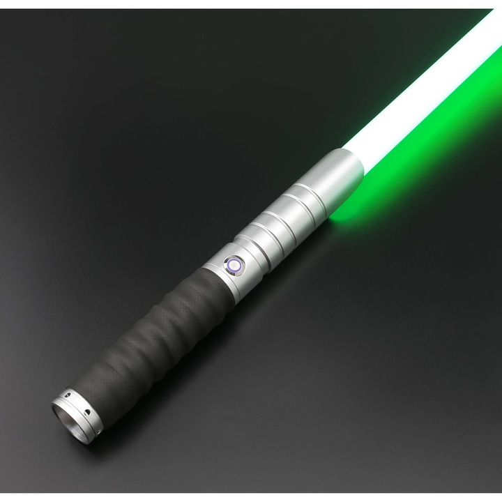 Sabie laser, metal, lama RGB cu efecte sonore, 82cm, E01-A-Silver