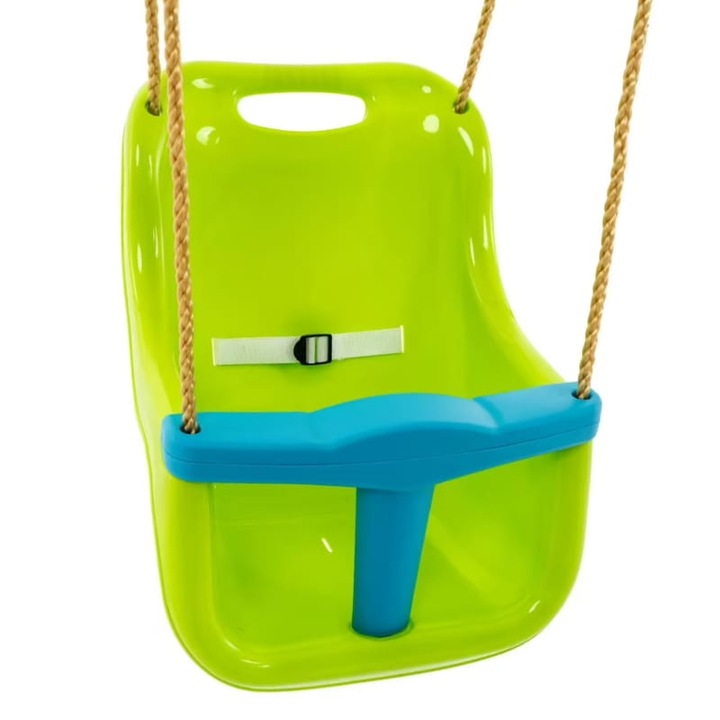 Set Fotoliu Cu Suport Pentru Suspendare, Tp Toys, Capacitate Maxima 35 kg, Reglare Sfori 190-250 cm, Potrivit Pentru Copii De La 6 Luni, Fabricat Din Plastic Durabil, 40 x 35 x 250 cm, Verde-Albastru