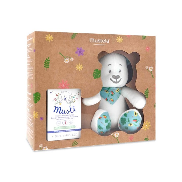 Детски парфюм Mustela Musti Pastel + плюшено мече 50 мл 2 части