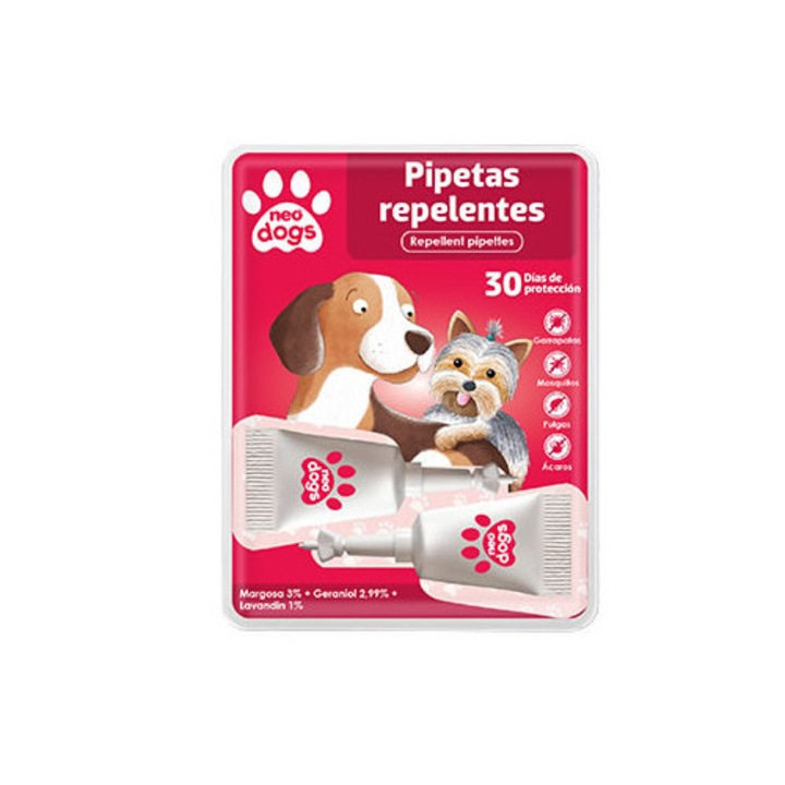 Set 2xPipete repelente anti-insecte pentru caini, Neovital, Universal