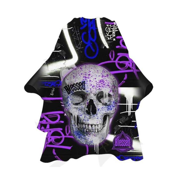 Capa protectie tuns Eurostil Purple Skull cu guler din neopren, multicolor