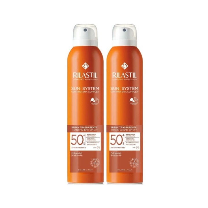 Rilastil Sun System SPF50+ átlátszó naptej spray, 2x200ml-es készlet