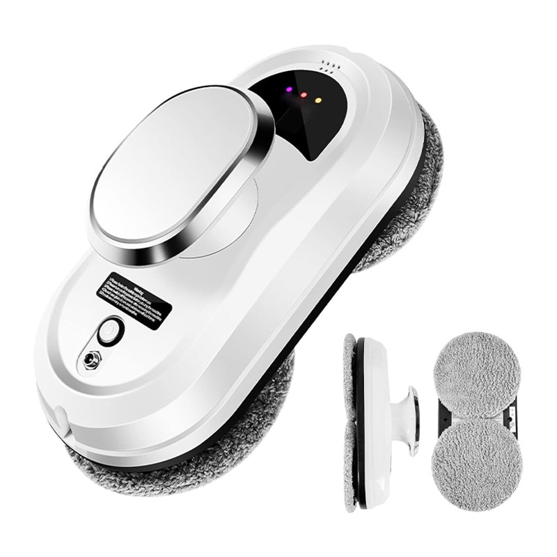 Robot de curatare geamuri, Rqiurpn, Ultra-Subtire, Spalare si Stergator Electric pentru Sticla, Control Telecomanda, Protectie Securitate Cvadrupla, Alb