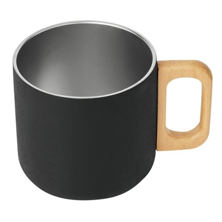 Cana Bremen Rustic Trip, otel inoxidabil, pereti dubli, negru mat la exterior, capacitate 350 ml, Ø8, 5 x 8 cm