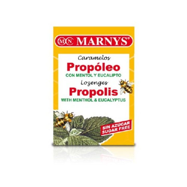 Caramele Marnys cu Propolis, Mentol si Eucalipt, fara Zahar, 100g