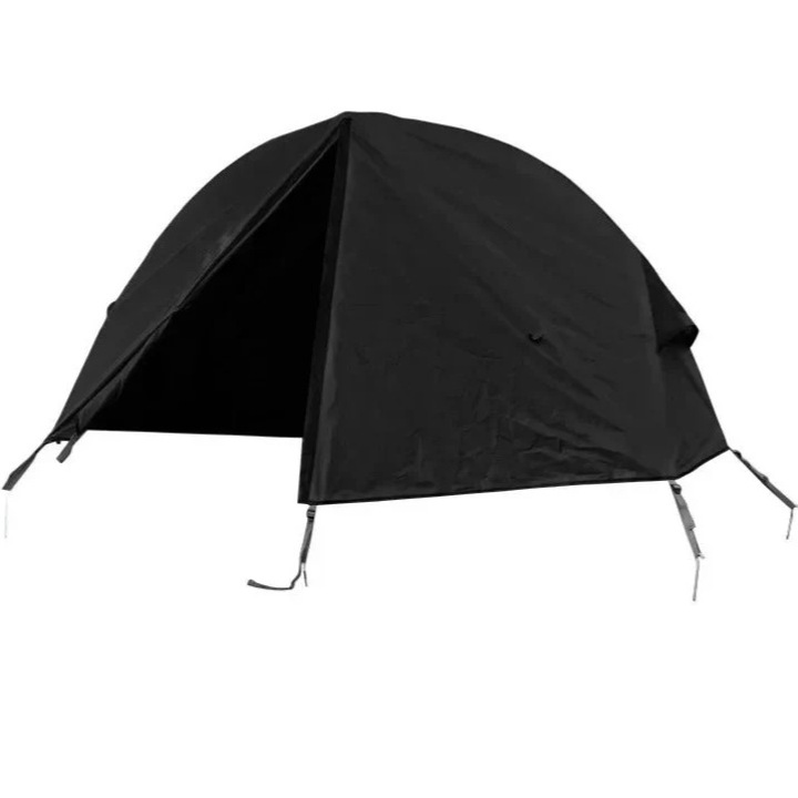 Cort de drumetie, portabil, impermeabil 1500 mm, cadru din aluminiu, strat dublu, negru