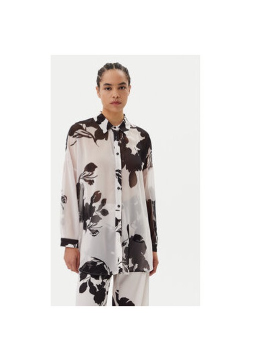 Access Fashion női ing, 53-7025, újrahasznosított poliészter, fehér/fekete, Fehér/Fekete