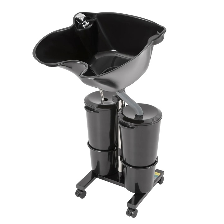 Bazin de spalare par, inaltime ajustabila, design cu doua galeti, negru, 19.1x14.8x11.8in