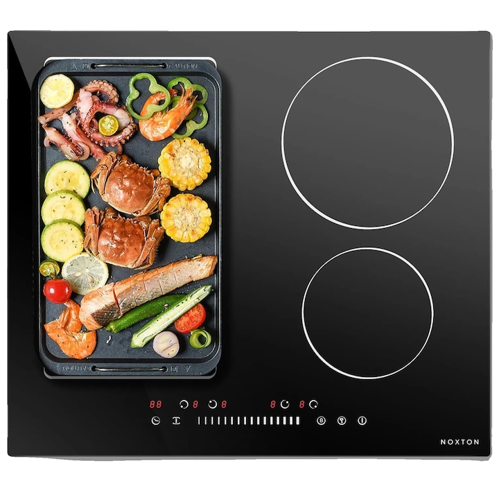 Elektromos főzőlap, 4 égős, rugalmas főzőzónák, Slider Touch, 60x55cm