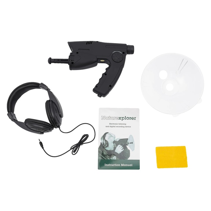 Монокъл за наблюдение на птици, 8x, високочувствителен микрофон, черен, комплект с аксесоари