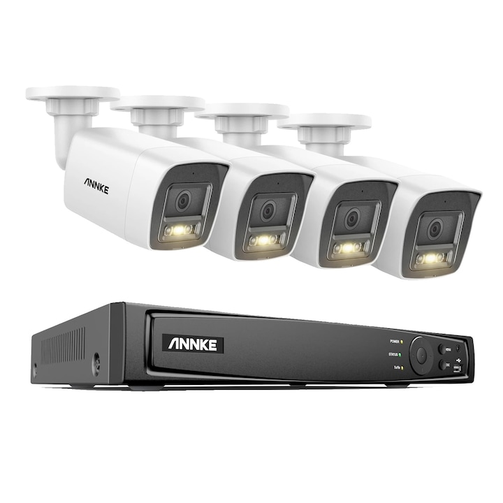 Kit Supraveghere 8CH, 4 Camere, 12MP, Detectie Miscare Inteligenta, Acces Remote, IP67