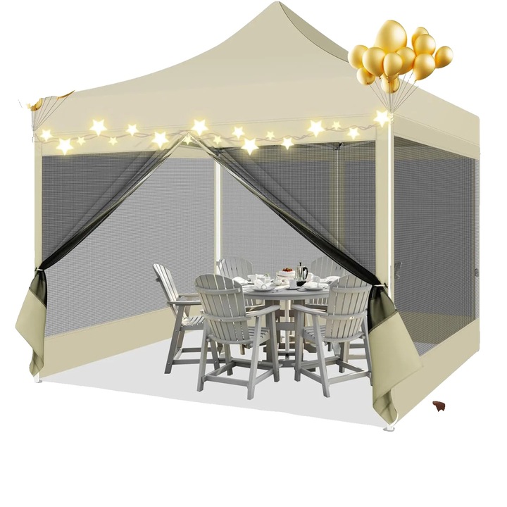 Pavilion gradina, 3x3m, impermeabil, montare rapida, khaki