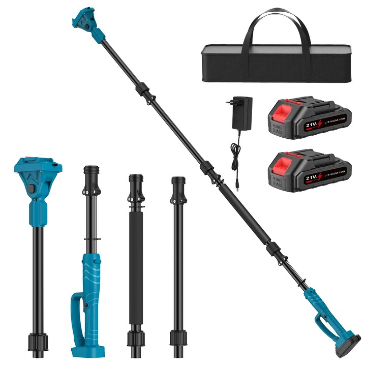 Set-2 Foarfeci gradinarit, Pol telescopic, Aluminiu, Maner ajustabil 5 unghiuri, 2 metri