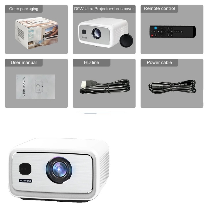 D9W Ultra videoprojektor, Full HD 1080P, 3000 ANSI lumen, 40x300 hüvelyk, WiFi