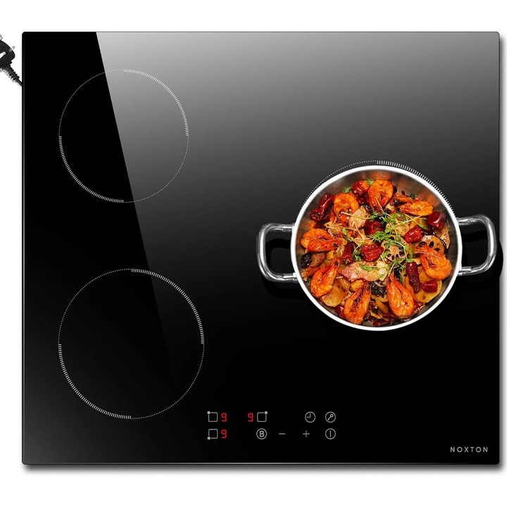 Plita electrica 3 arzatoare, control tactil, sticla neagra, 60cm