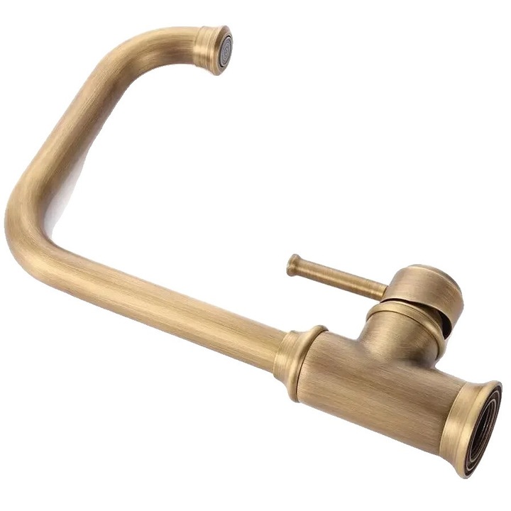 Fürdőszobai csaptelep, vintage bronz felülettel, forgó fúvókával, arany színben, pultra szerelhető