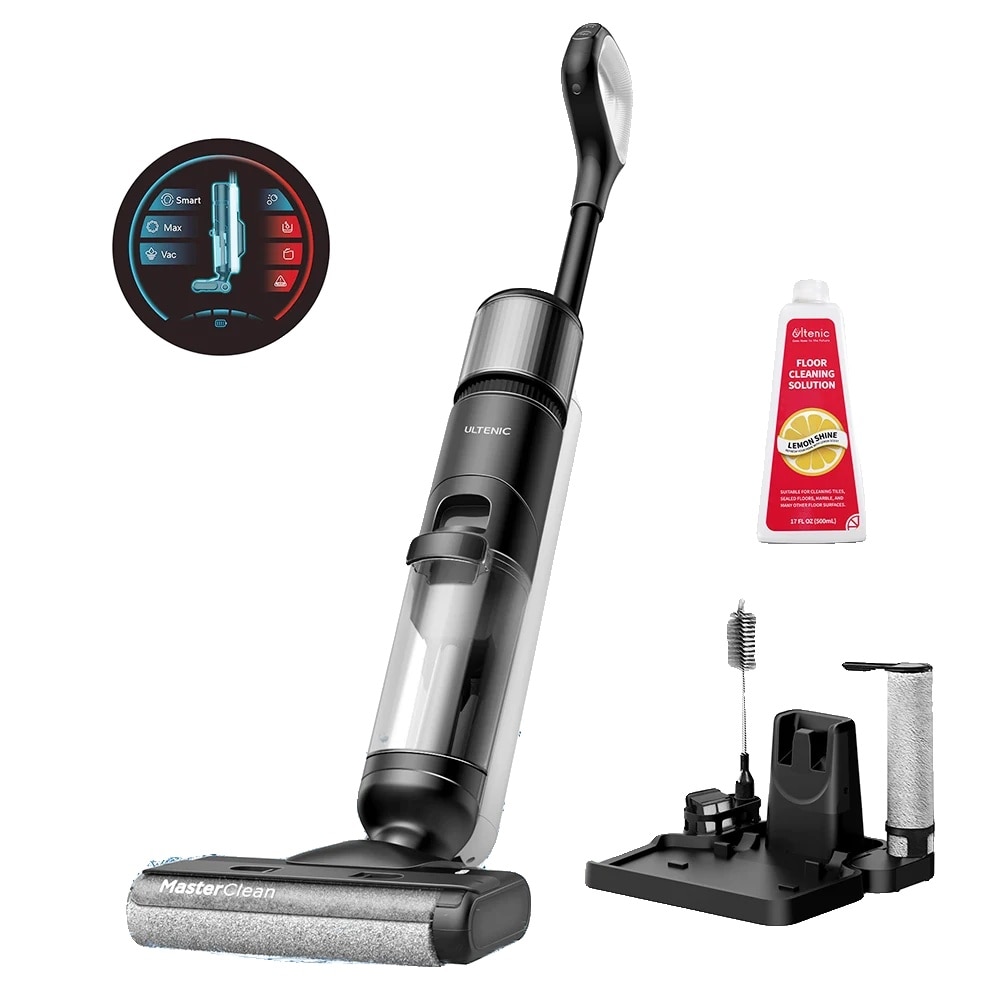 Aspirator cu mop Ultenic AC1 Elite, detectie inteligenta a murdariei, functie de auto-curatare, 50 minute autonomie, design compact