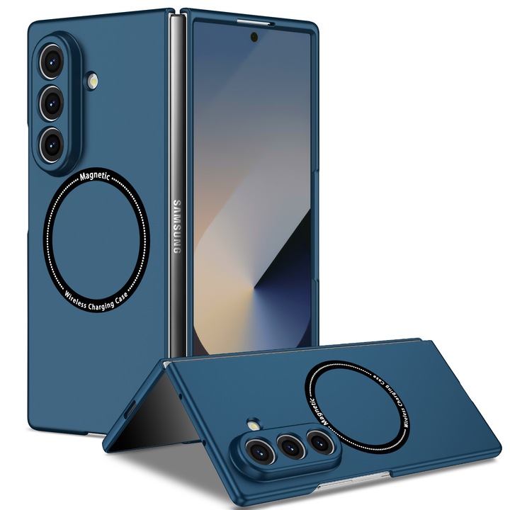 Magsafe антишоков калъф за Samsung Z Fold7, безжично зареждане, пълна защита, тъмносин