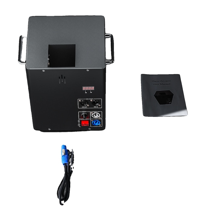 Masina cu flacara, control DMX512, design compact, negru, stecher UE