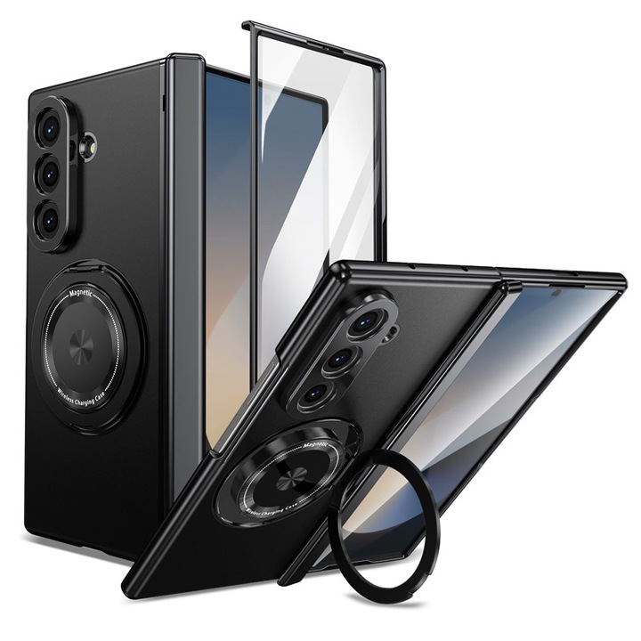 Husa Ultra protection, MagSafe pentru Samsung Galaxy Z Fold7, Folie ecran, Negru