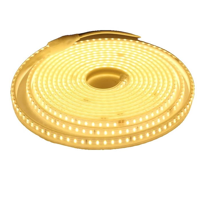 Banda LED 15m, lumina calda, design rezistent la apa, 120 LED-uri pe metru