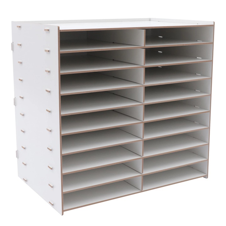 Organizator documente birou, Suport vertical reviste, Raft sortator cu 9 nivele, Pentru birou acasa scoala, Alb