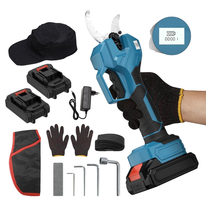 Foarfeca electrica de taiere, 2 baterii, motor fara perii, 21V, 1000W, 40mm