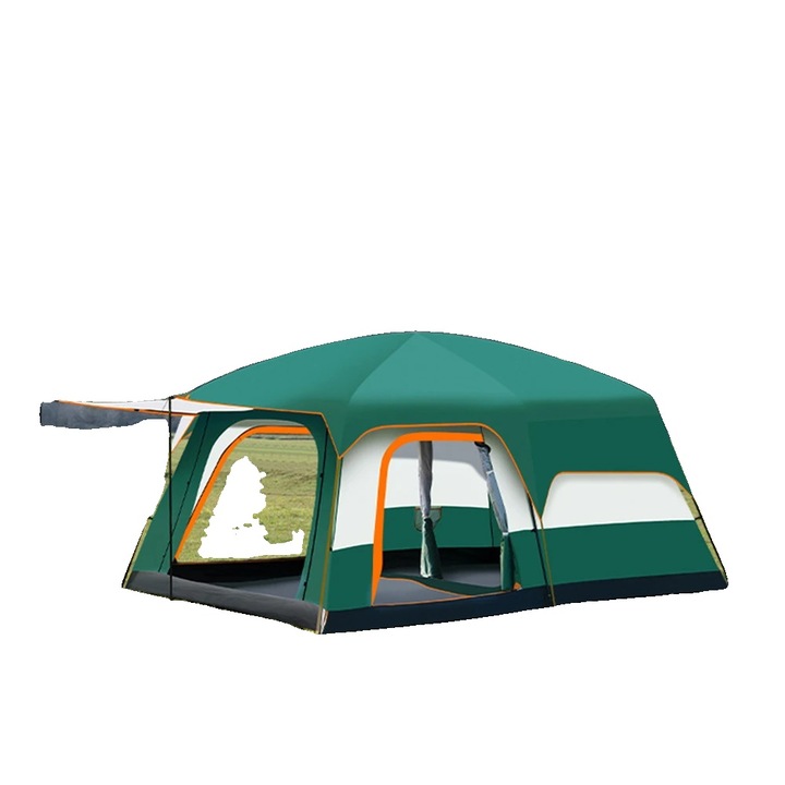 Cort camping, 4-12 persoane, design waterproof, crem, L