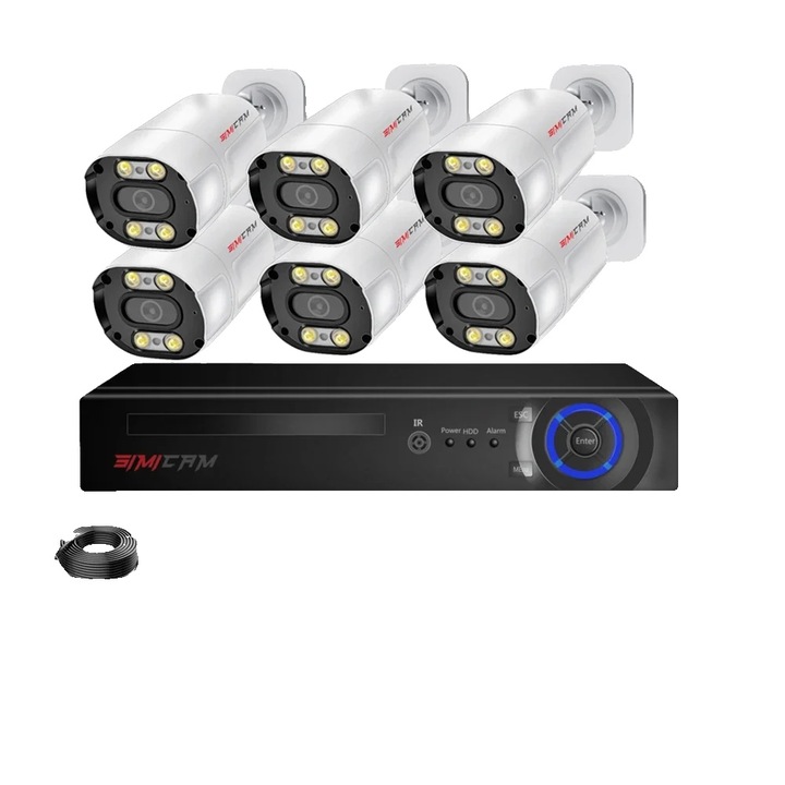Kit Supraveghere Video, 8 Canale, 4 Camere 8MP, Capacitate Hard Disk 1TB, Multicolor